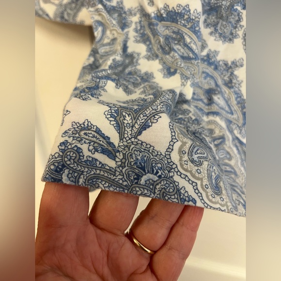 Lauren Ralph Lauren Womens Blue Paisley Print 3/4 Sleeve Pajama Top Size L - Picture 6 of 9